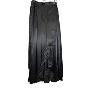 Handmade Satiny Paper Bag Neutral Maxi Skirt Black L Wedding Formal Classic Chic
